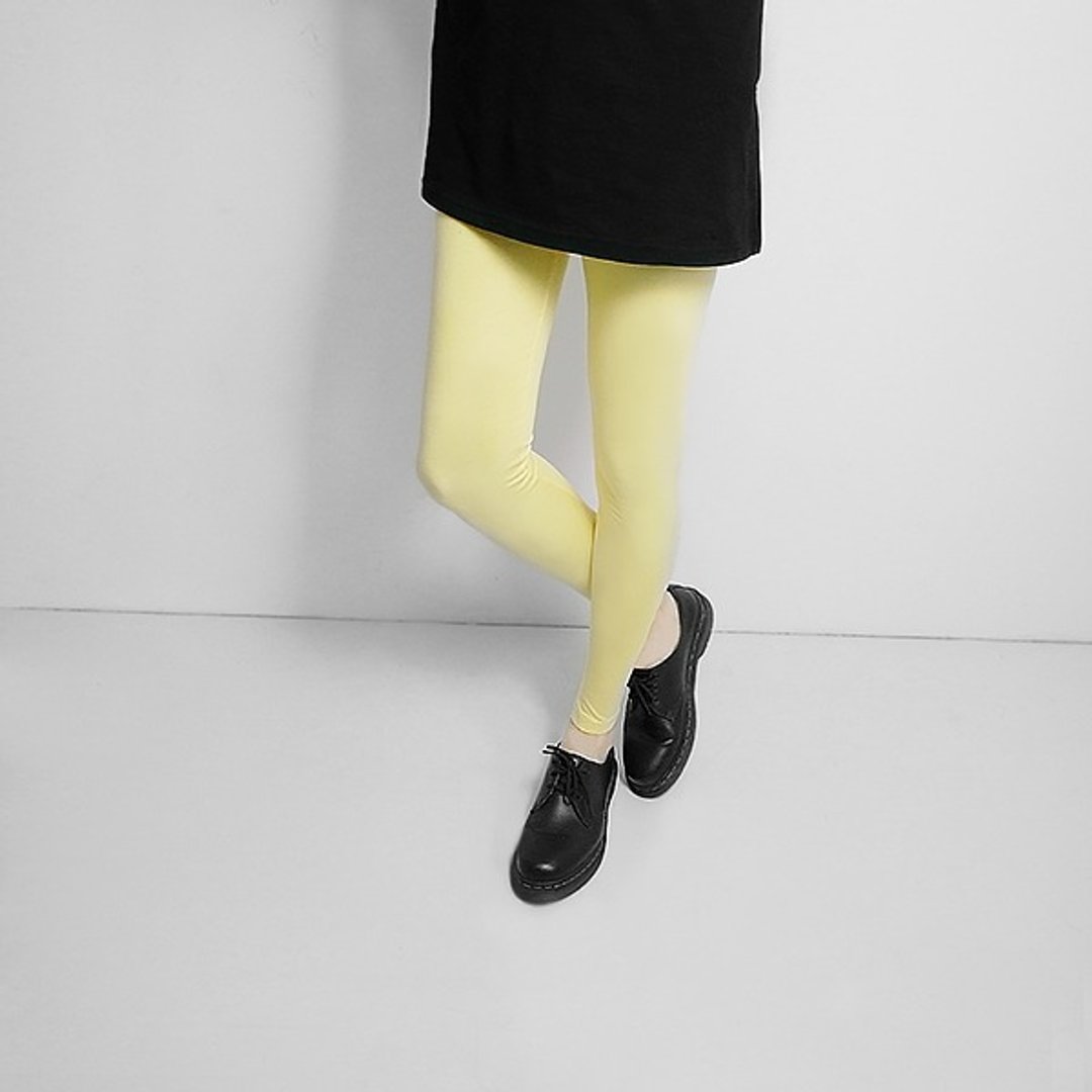 I . A . N Design 天然手染-山栀子 超弹性 有机棉内搭裤  Organic Cotton - 女装内搭/紧身裤 - 植物．花 黄色