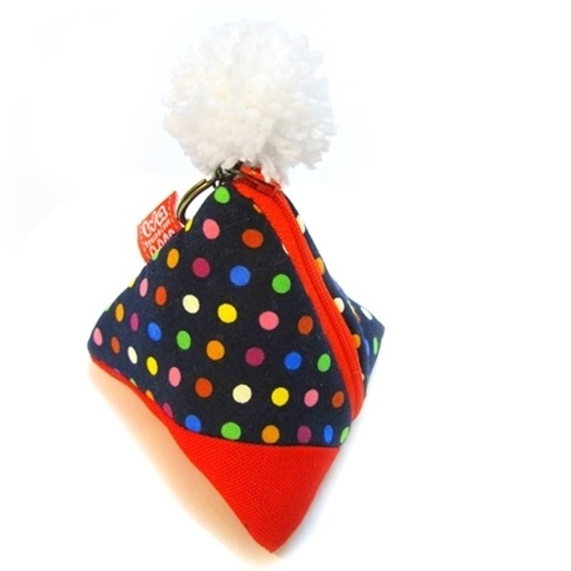 包粽包 (缤纷蓝点) - 零钱包 - 棉．麻 蓝色