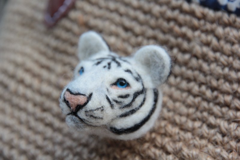 ~羊毛毡猛兽胸针系列~白老虎 - 胸针 - 羊毛 橘色