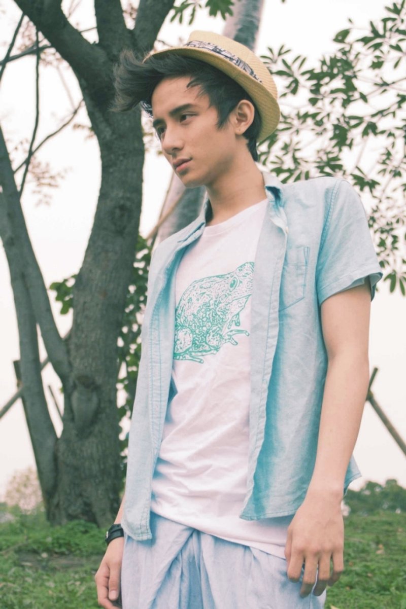 夏末限定-宝石蛙(男女size都有) - 女装 T 恤 - 棉．麻 白色