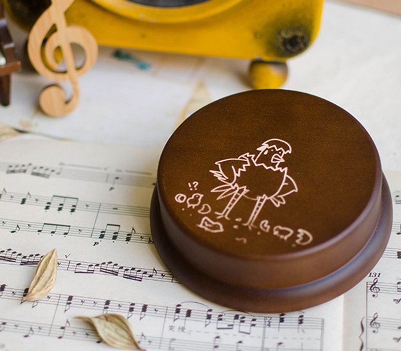 【生日礼物、圣诞礼物】十二生肖 小鸡 定制化 // 音乐盒 - 其他 - 木头 咖啡色