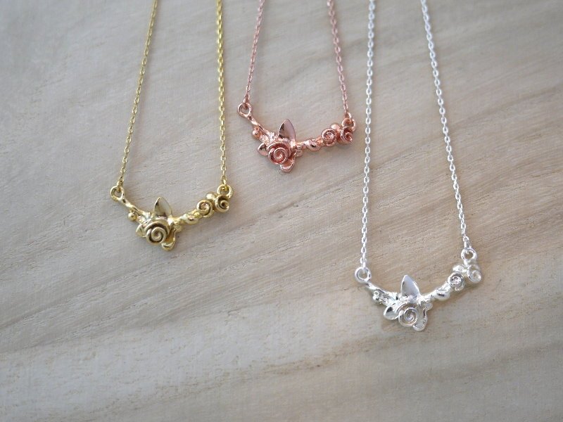 【金夏琳 · 饰品】 玫瑰枝芽01项链 金/银/玫瑰金 三色 - 项链 - 其他金属 