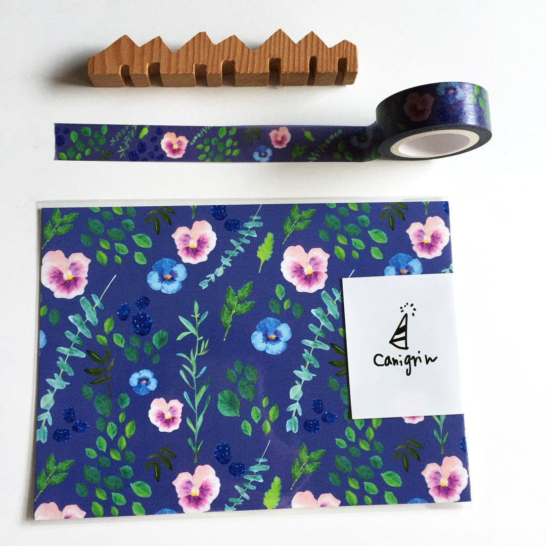 朱槿 纸胶带 / 花朵 纸胶带 - 纸胶带 - 纸 蓝色