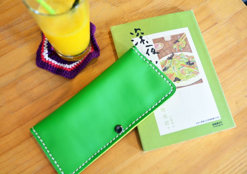 手作皮革 ─  长夹。蘑菇诗人+手作=The Mushroom Hand。(钱包,皮夹,卡夹包,钞票夹,皮包) - 皮夹/钱包 - 真皮 绿色