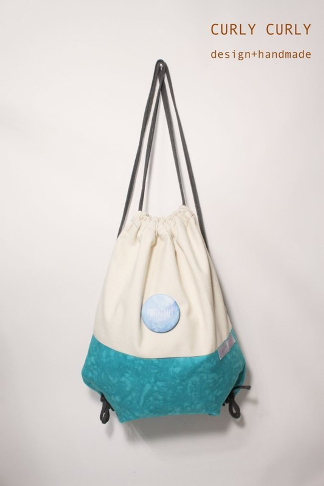 [CURLY CURLY] Pure Bags _The azure (赠送限定款别针一枚) - 束口袋双肩包 - 其他材质 蓝色