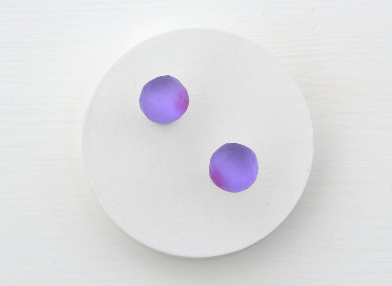 玻璃素材 bit 系列 变色 - 耳环/耳夹 - 玻璃 紫色