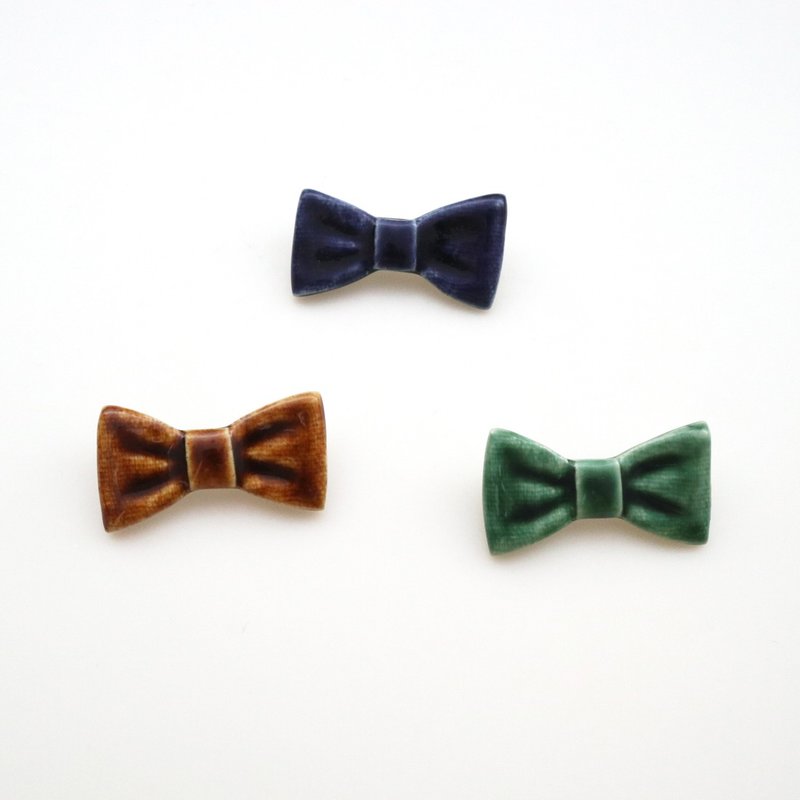 磁器 蝴蝶结 胸针 别针 - 胸针 - 瓷 蓝色