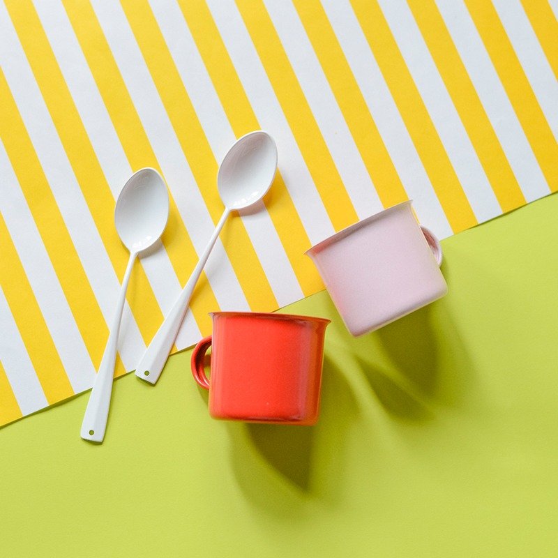 ::圣诞快乐::咖啡时光：浓缩咖啡对杯组（红色＋粉红色） - 咖啡杯/马克杯 - 珐琅 多色