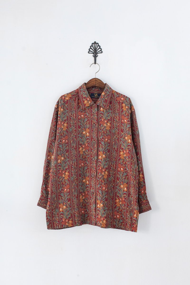 【Banana Flyin'】日本 复古着 宫廷风 花朵 厚实 长袖 花衬衫 - 女装衬衫 - 其他材质 