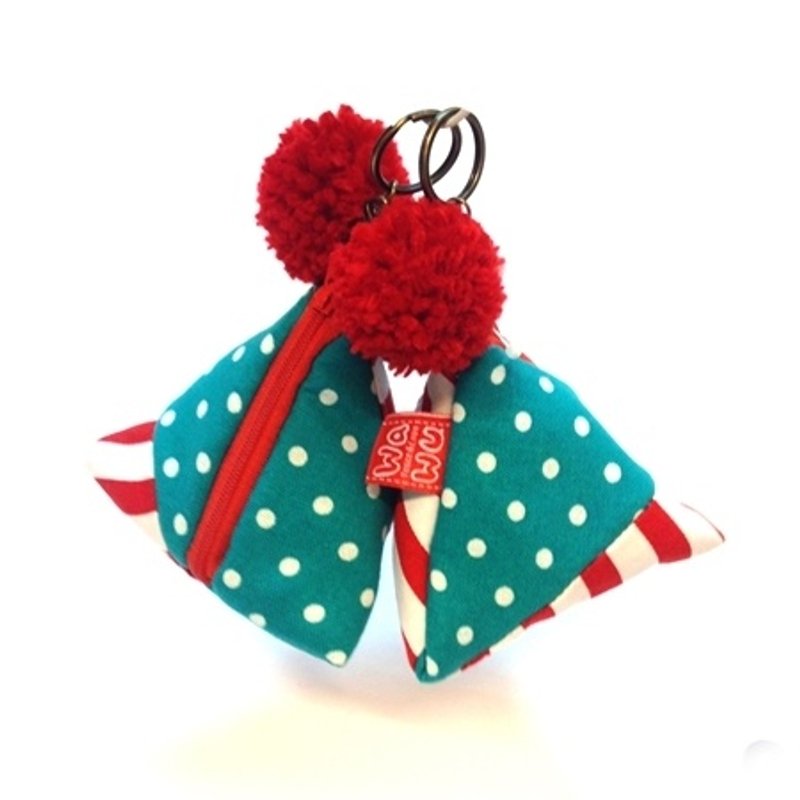 包粽包 (红白条纹) - 零钱包 - 棉．麻 红色