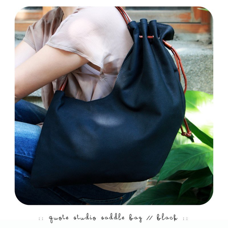 马鞍包 Saddle bag -- Black 黑色 - 侧背包/斜挎包 - 真皮 黑色