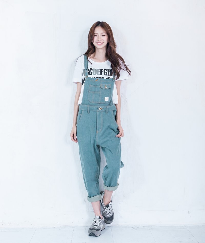 ◆ SUMI PLUS+手作系列。经典老爷吊带裤二代目◆ 4SF700_仿旧色单宁 - 背带裤/连体裤 - 棉．麻 蓝色