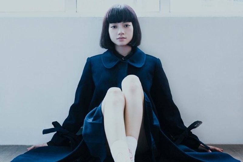 娃娃领茧形毛呢大衣 - 女装休闲/机能外套 - 其他材质 蓝色