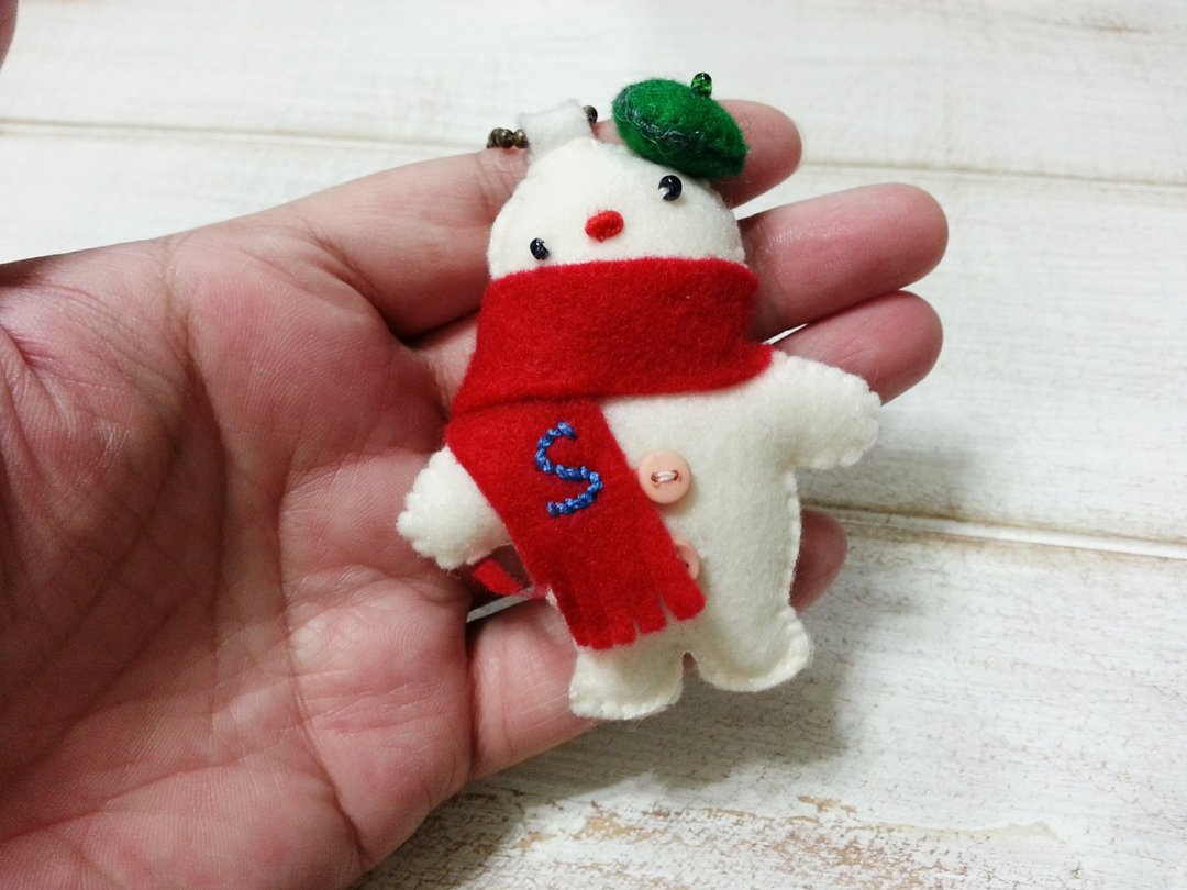 圣诞节限定小雪人吊饰、钥匙圈(也可制作成别针) - 钥匙链/钥匙包 - 其他材质 多色