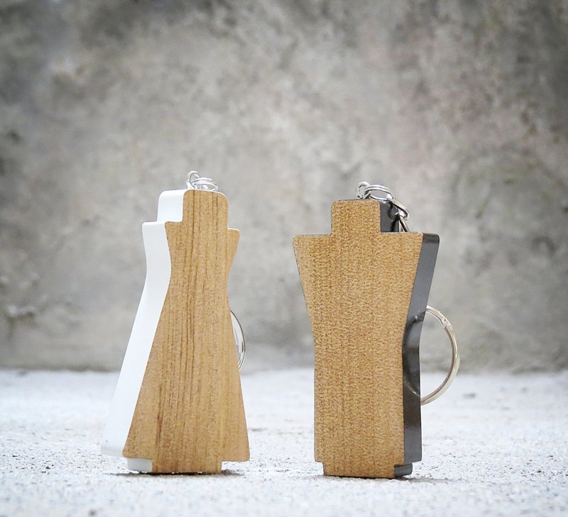 HO MOOD 婚礼小物系列—新人 钥匙圈 - 钥匙链/钥匙包 - 木头 白色
