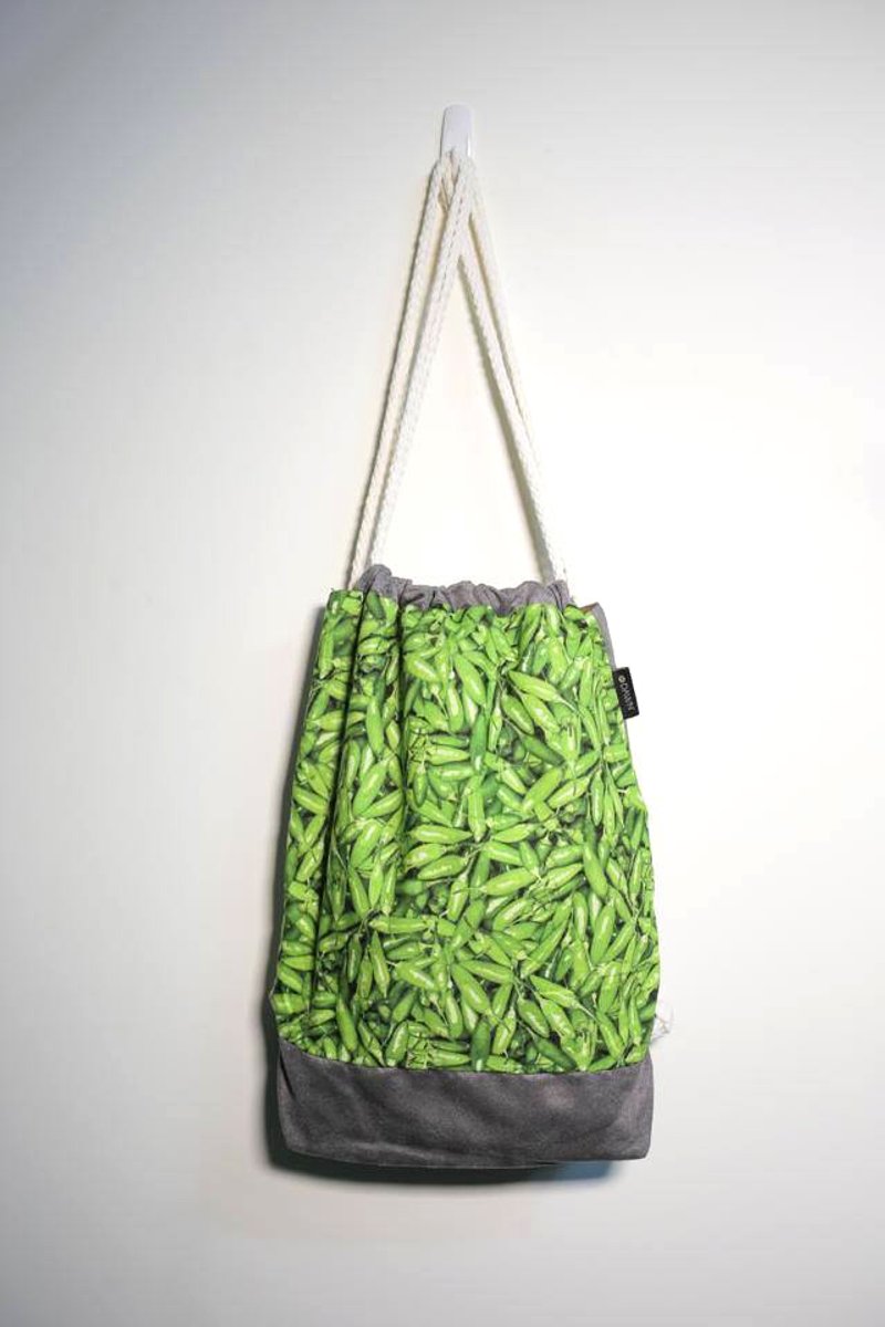 老妈手中线 // 束口后背包 束口袋 - 农夫市集 - Chilies - 束口袋双肩包 - 棉．麻 绿色