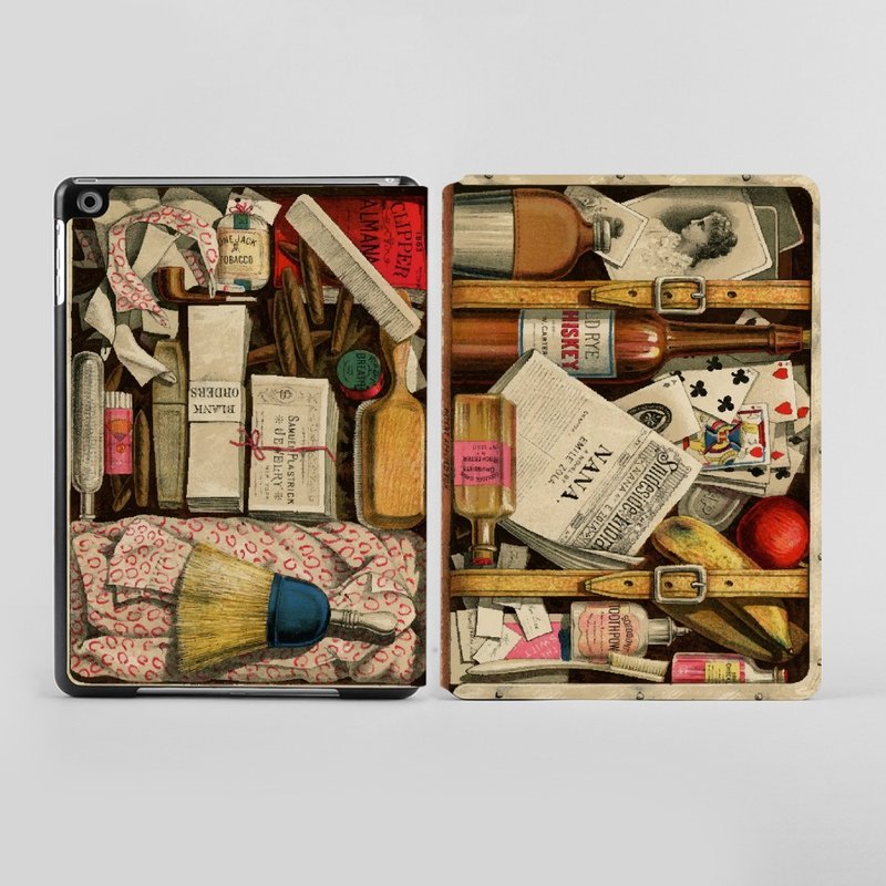 复古行李iPad Air 1/2 彩绘皮套 - 平板/电脑保护壳 - 真皮 多色