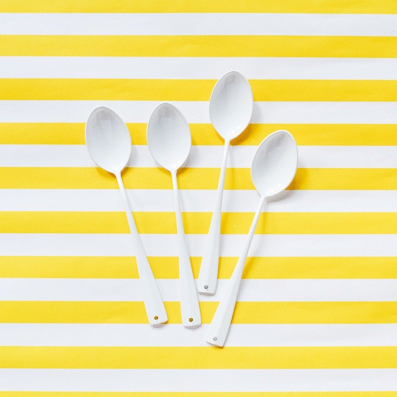 ::圣诞快乐::咖啡时光：咖啡匙组（4 只一组） - 餐刀/叉/匙组合 - 珐琅 白色