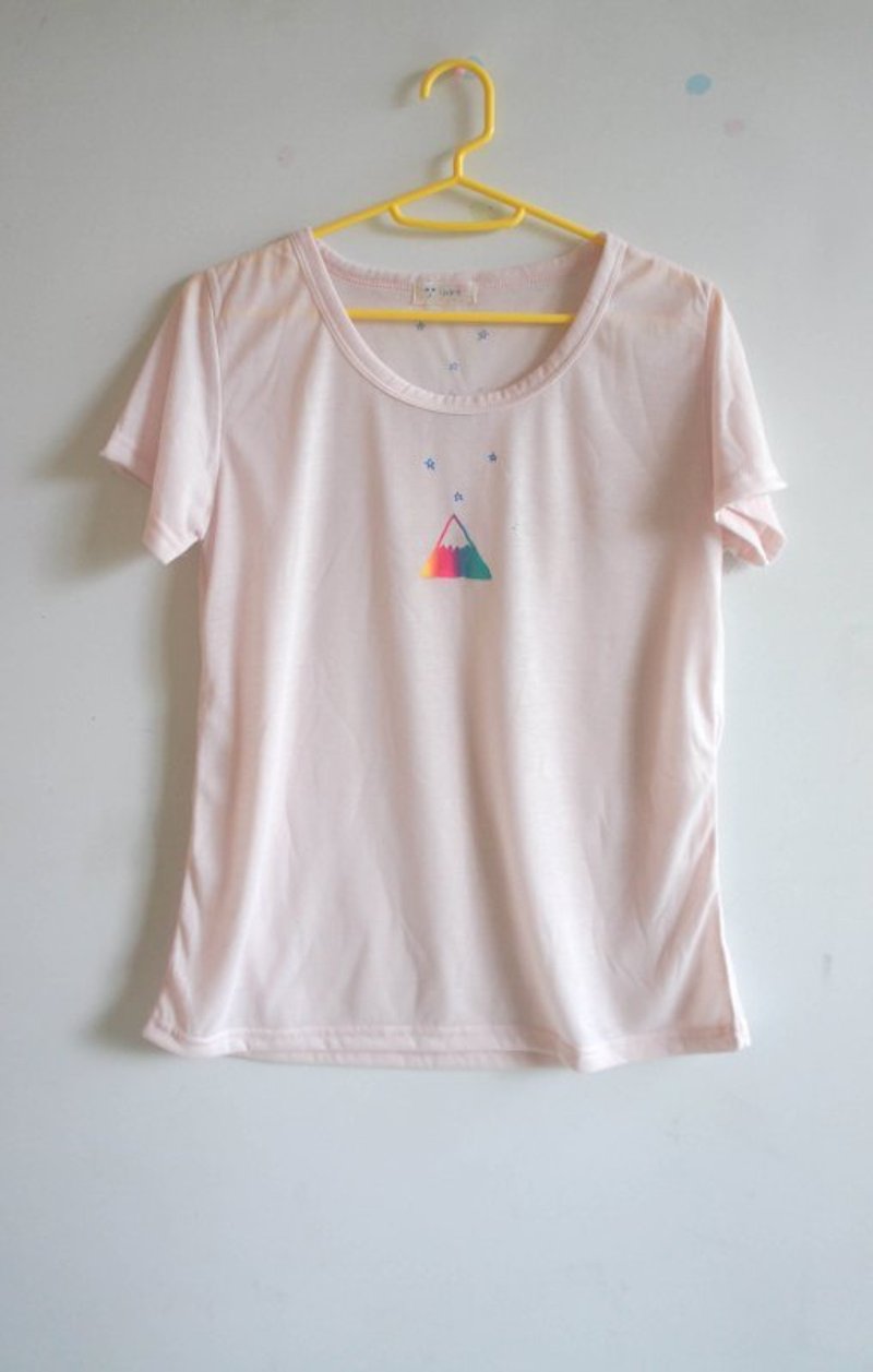 星星小山（绵羊灰 / 浅浅粉） - 女装 T 恤 - 棉．麻 