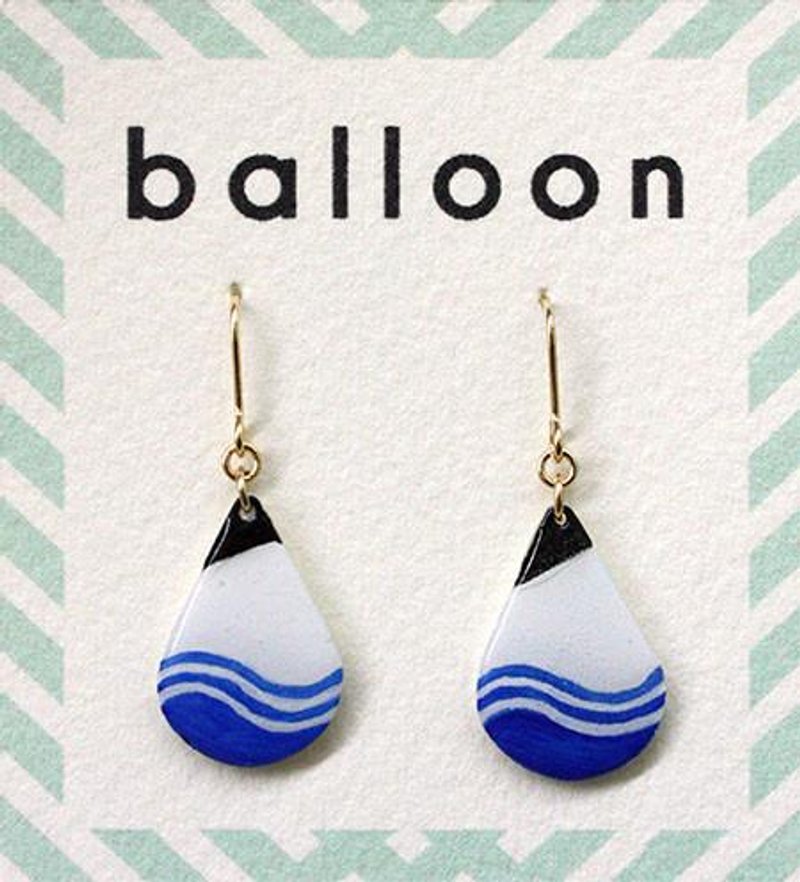 海军风水滴状耳环 - 耳环/耳夹 - 压克力 