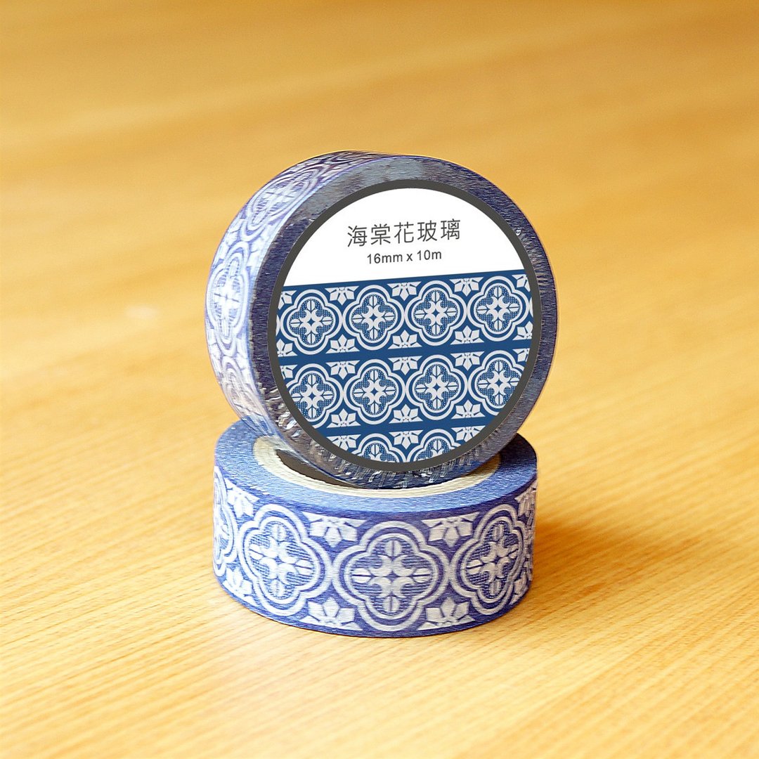 老屋颜 – 海棠压花玻璃纸胶带 - 纸胶带 - 纸 蓝色