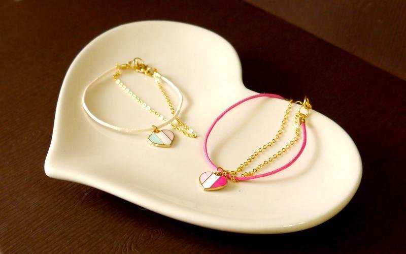 Light you up 爱心双链手链 剩桃色 - 手链/手环 - 其他材质 橘色