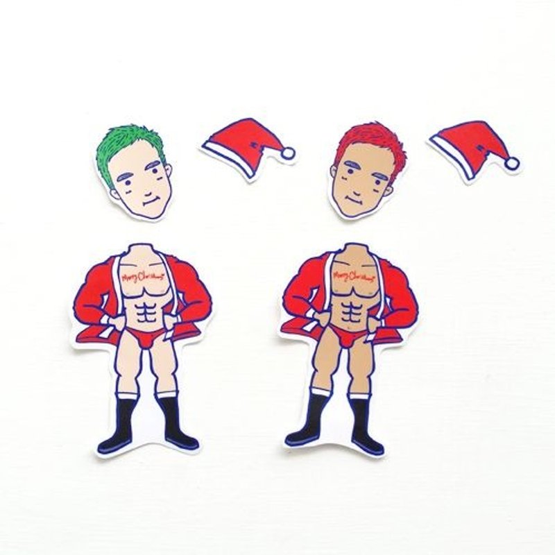 1212玩乐设计 逗趣到处贴 防水贴纸-圣诞节小鲜肉 - 贴纸 - 防水材质 红色
