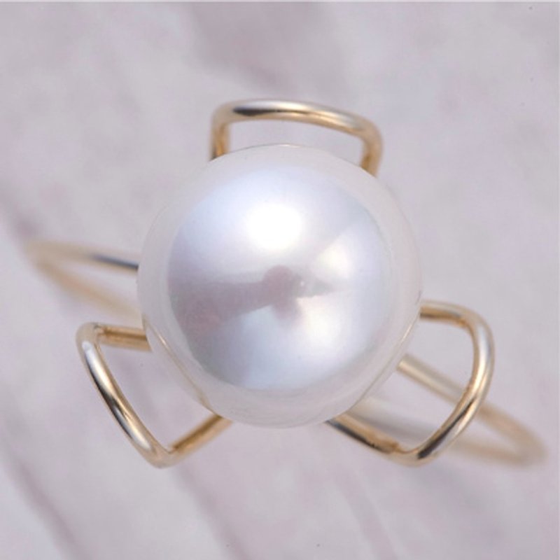 RING / 14kgf & Shell Pearl / AkebiaR01 - 戒指 - 其他金属 白色