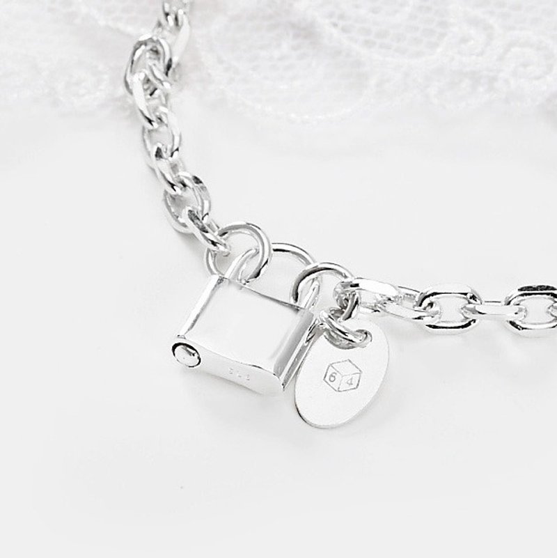 心锁Heart Locks 925纯银手链 锁头造型(小-女款)ART64银饰 - 手链/手环 - 纯银 银色