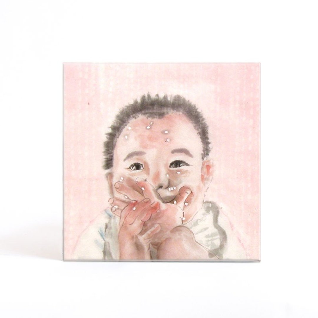 画像定製-赤子心之宝宝爱吃饭-餐厅挂画（含框） 无框画中幅 - 订制画像 - 纸 白色
