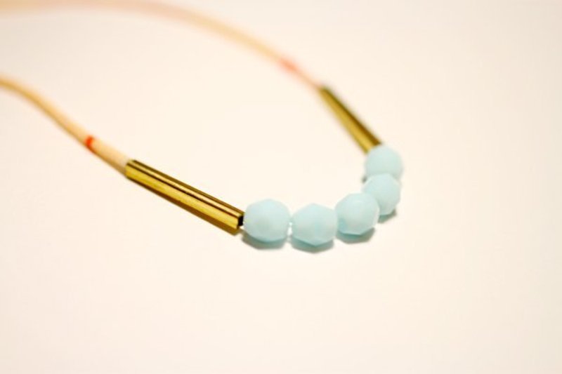 情人节礼物 ♥ { moimoi }粉肤色串珠42cm短炼 串珠/黄铜/天然石 (限量一条) - 项链 - 其他材质 粉红色