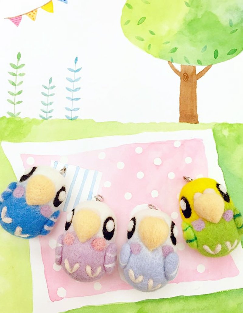 羊毛毡鹦鹉小吊饰  虎皮鹦鹉 - 玩偶/公仔 - 羊毛 多色