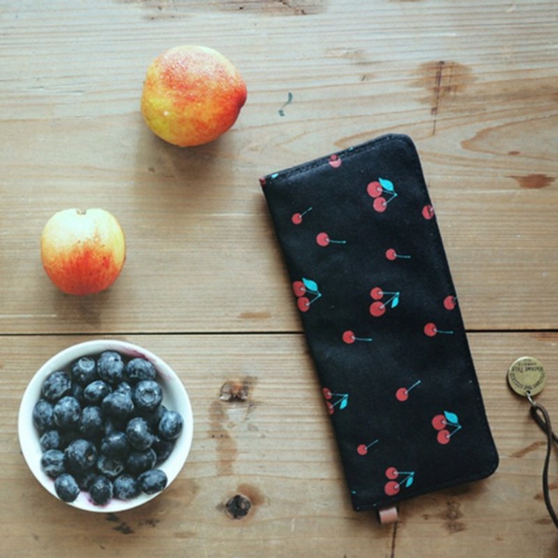 LLANO 清新水果系列樱桃 帆布收纳长款钱包 - 皮夹/钱包 - 其他材质 多色