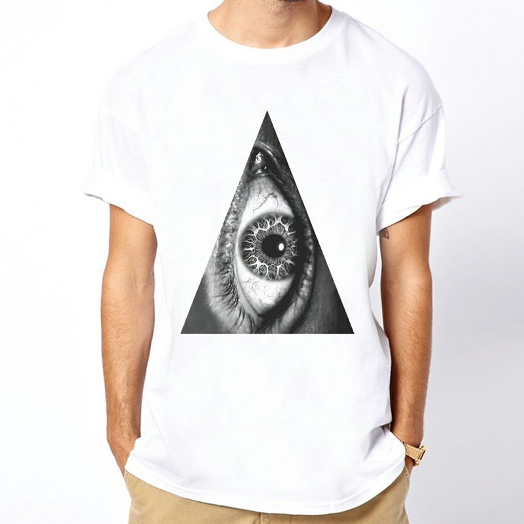Triangle Eye 短袖T恤-2色 三角 眼 几何 设计 自创 品牌 时髦 圆 光明 正义 - 女装 T 恤 - 其他材质 多色
