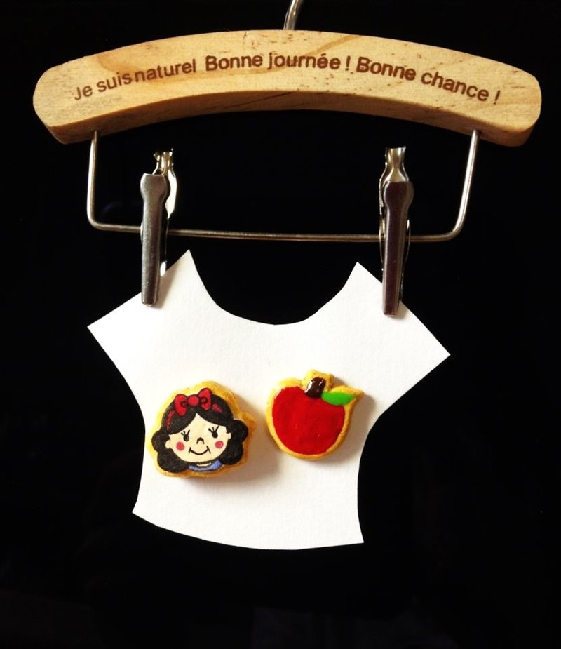 童话系列 白雪公主与小苹果糖霜饼干耳环组(可改耳夹式) ((满600随机送神秘小礼物)) - 耳环/耳夹 - 其他材质 多色