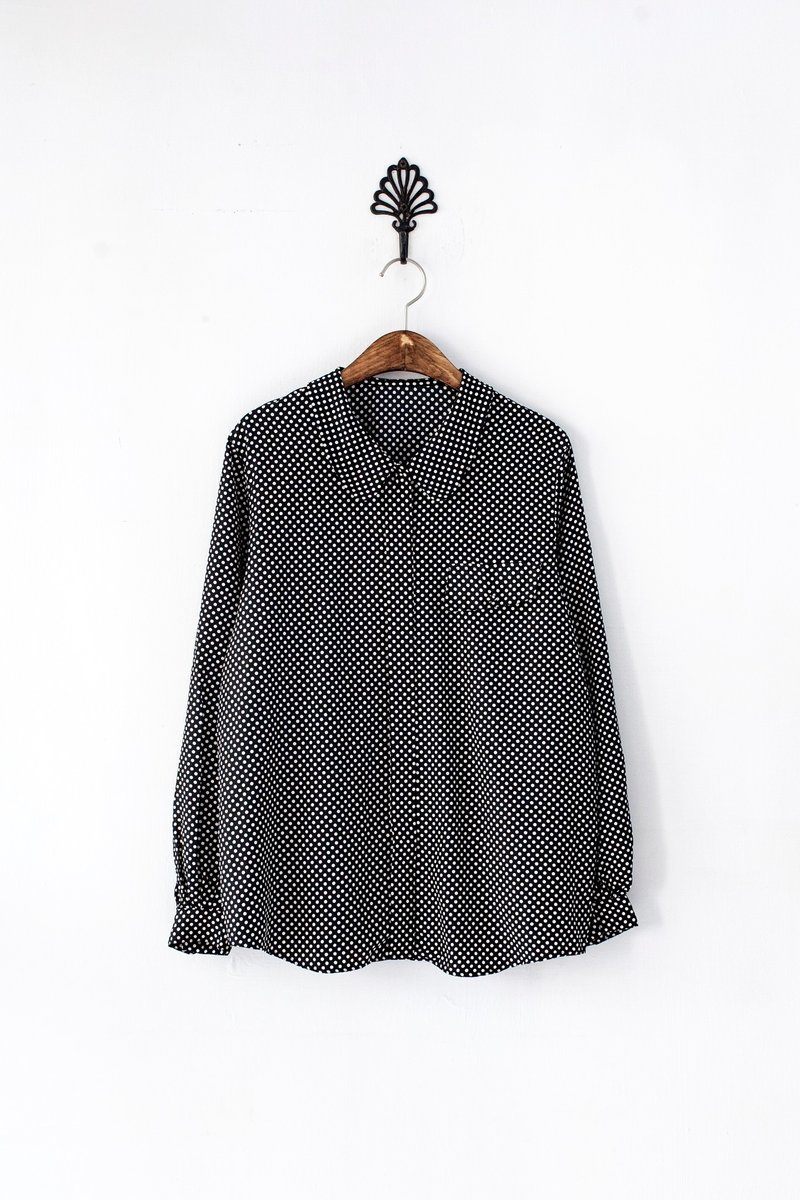 【Banana Flyin'】日本 复古着 经典 蓝白 水玉 点点 长袖衬衫 - 女装衬衫 - 其他材质 