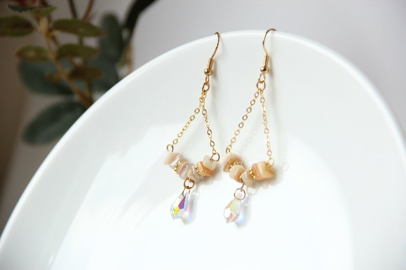 淡海系列/ 长滩岛水晶瓶 - 耳环 - 耳环/耳夹 - 宝石 橘色