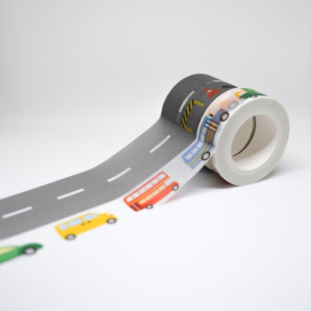 道路系列组合包: 马路+小车子纸胶带 - 纸胶带 - 纸 卡其色