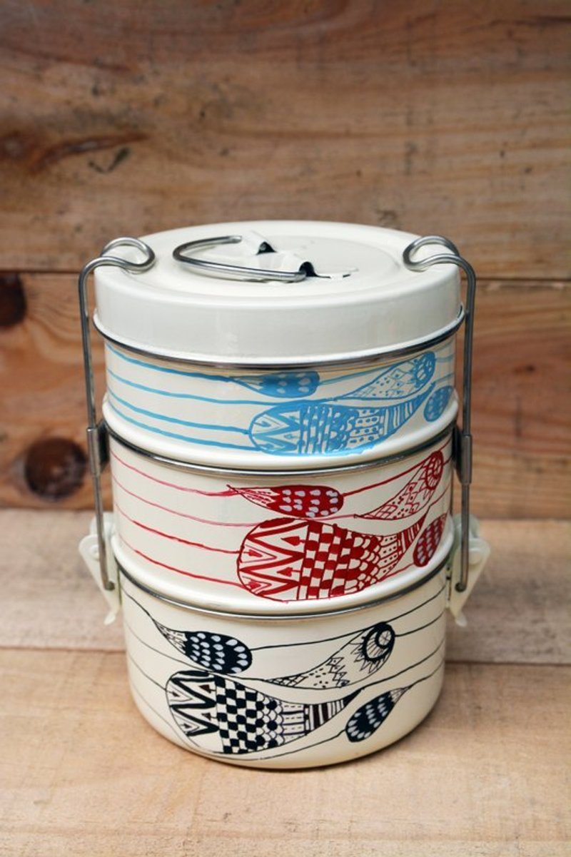 手绘不锈钢野餐盒TIFFIN＿简单变形虫＿三色__圆 - 厨房用具 - 其他金属 多色