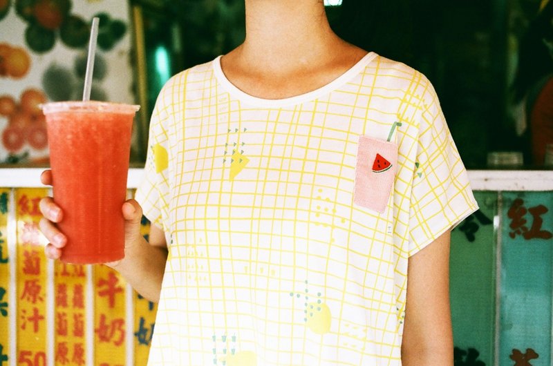 ：Urb.【西瓜汁】西瓜 二款二色可选择 - 洋装/连衣裙 - 棉．麻 蓝色