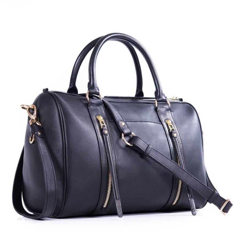 Vera Duffel Retro 手提包・波士顿包 - 手提包/手提袋 - 真皮 黑色