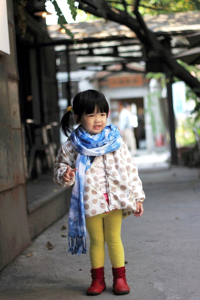 木可染-蓝染纯棉围巾(可当披肩)独一无二。 - 丝巾 - 棉．麻 蓝色