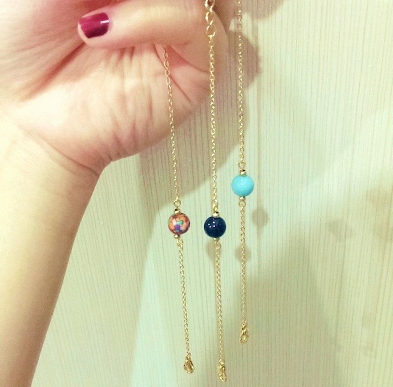 〈悠闲的希腊小镇〉单颗8mm天然石+金色细手链 - 手链/手环 - 其他材质 多色