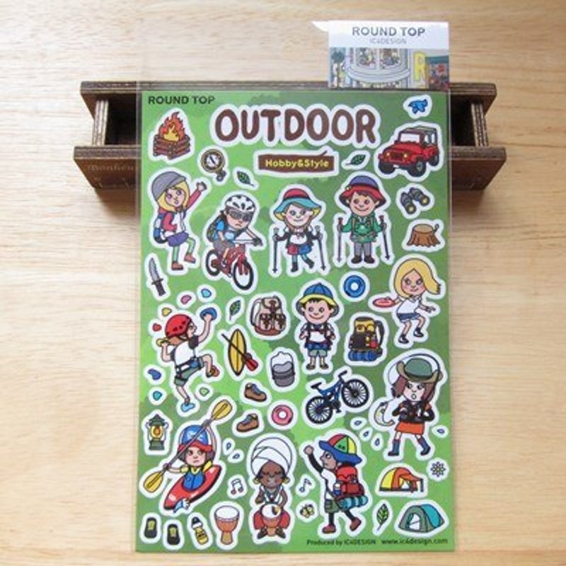 Round Top Hobby & Style 可爱插画主题贴纸 (RT-HS-006 户外活动) - 贴纸 - 纸 绿色