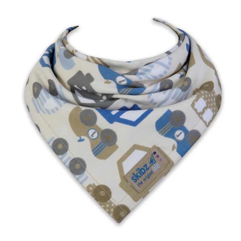 ‘英国skibz ’小汽车时尚经典领巾 - 围嘴/口水巾 - 棉．麻 蓝色