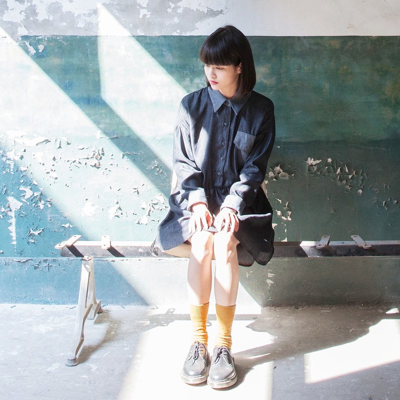 SU:MI said  前短后长薄长复古洋装_4AF408_牛津深灰 - 洋装/连衣裙 - 棉．麻 灰色