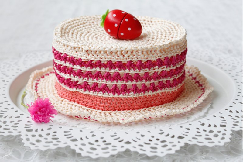 夏日编织。草莓蛋糕帽 (童) - 帽子 - 纸 多色