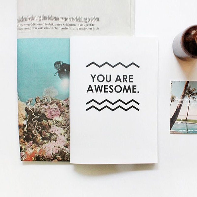 Dessin x Dear Maison-黑白双封面横条笔记本-Awesome,DMS50219 - 笔记本/手帐 - 纸 白色