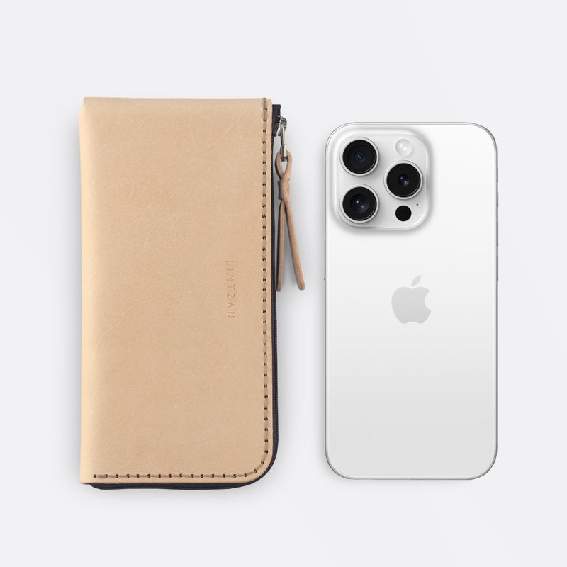 iPhone 拉链手机皮套 / 钱包 -- 原皮本色 - 手机壳/手机套 - 真皮 橘色
