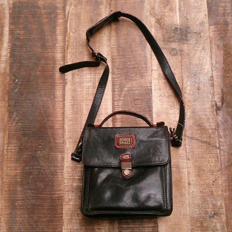 夕卡 Shika // Vintage  经典义制Marco polo 古董肩背包 - 侧背包/斜挎包 - 真皮 黑色
